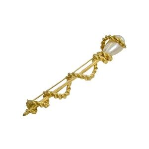 1970s Vintage Givenchy Large Gold Glass Pearl Stick Pin
